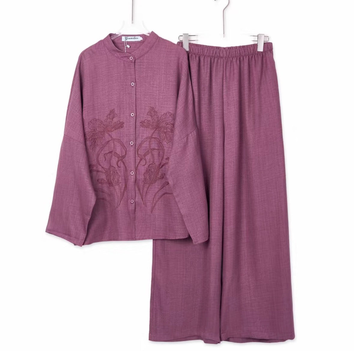 YM Jesnita Floral Embroidery Set Pants (Free Size/Plus Size)