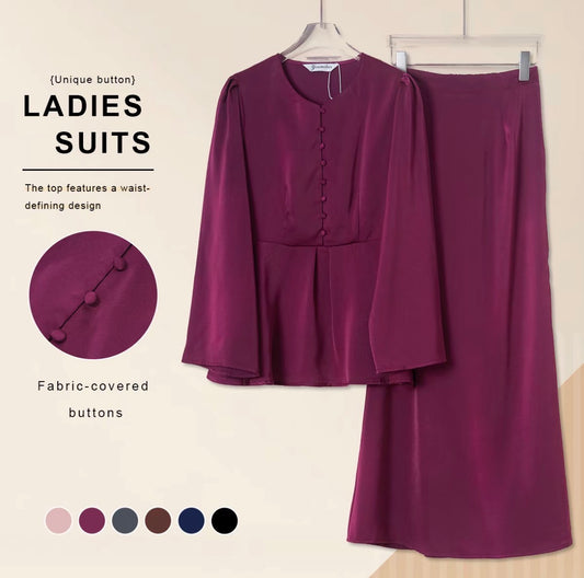 YM Jenna/Susie Satin Kurung Set (Blouse & Skirt) - Free Size / Plus Size