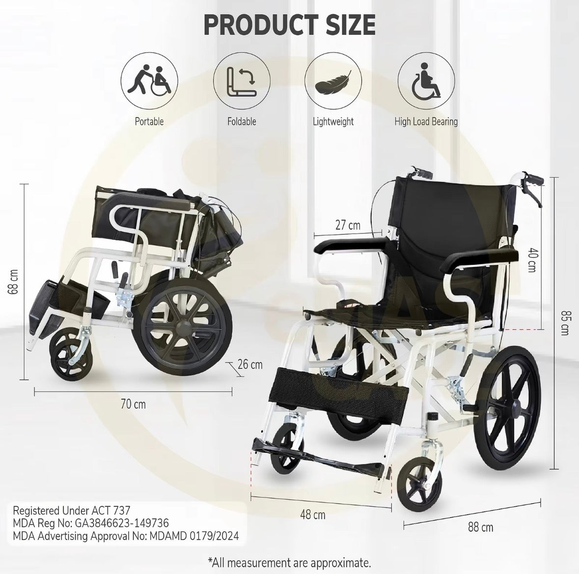 Wheelchair Lipat 10kg (ETA 3-4 weeks)