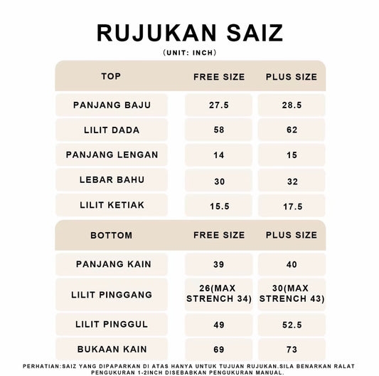 YM Yujin Set (Blouse & Skirt) - Free Size / Plus Size