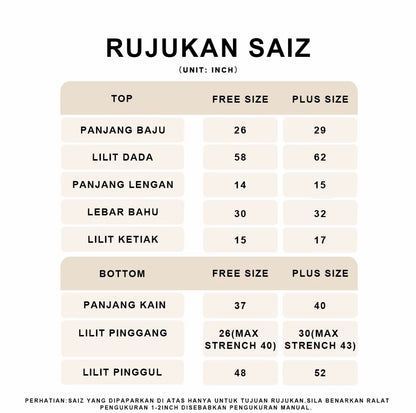 YM Sofea Set (Blouse & Skirt) - Free Size / Plus Size