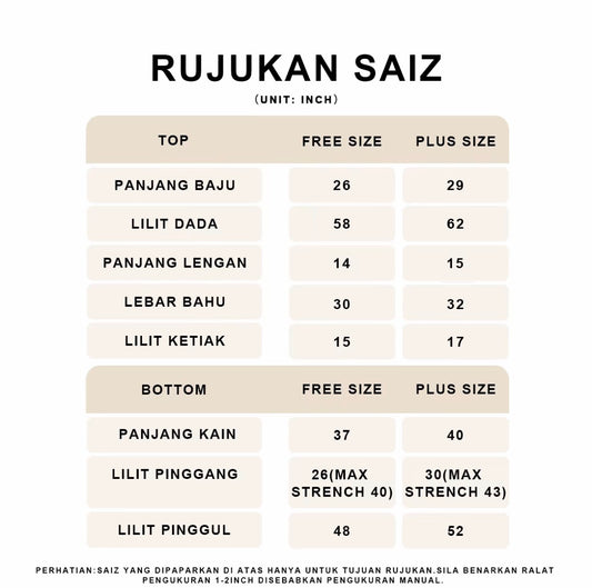 YM Sofea Set (Blouse & Skirt) - Free Size / Plus Size