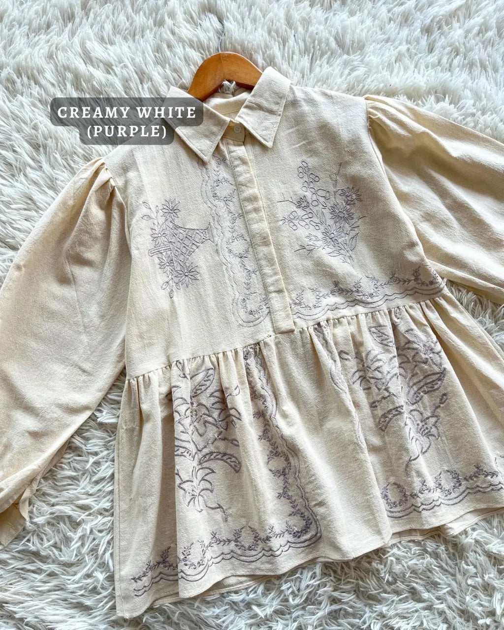 HW Envie Embroidery Ruffle Blouse Top