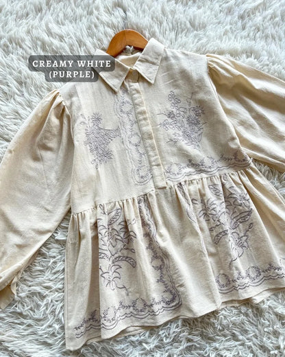 HW Envie Embroidery Ruffle Blouse Top