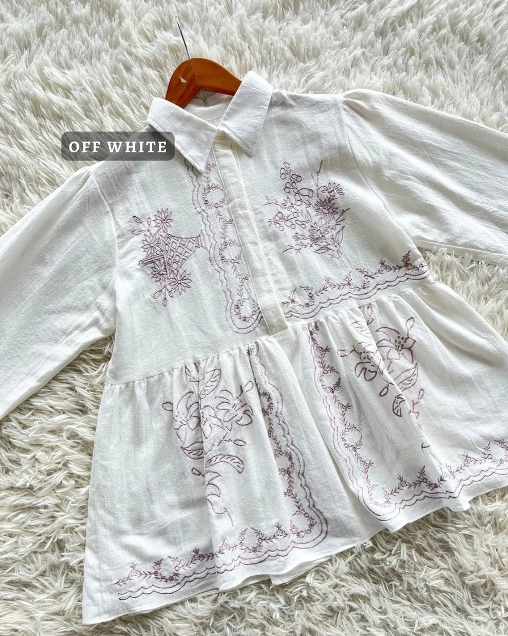 HW Envie Embroidery Ruffle Blouse Top