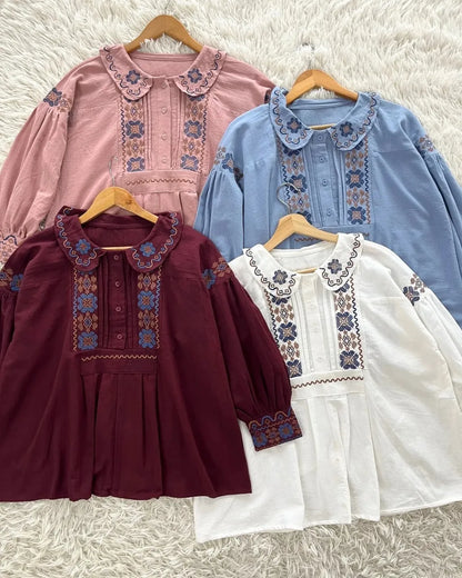 HW Raissa Embroidery Ruffle Blouse Top
