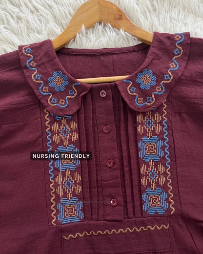 HW Raissa Embroidery Ruffle Blouse Top