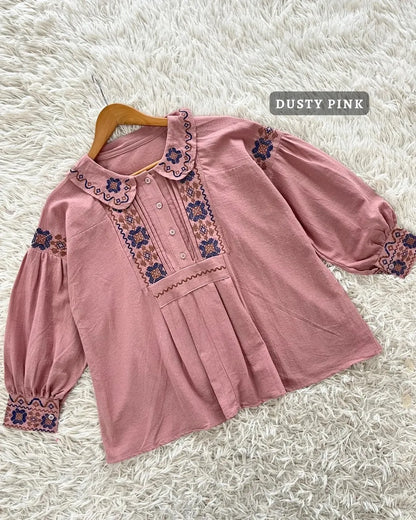 HW Raissa Embroidery Ruffle Blouse Top