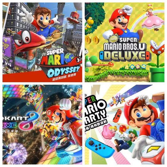 4-in-1 Mario Odyssey + Party + Bros U Deluxe + Kart 8 Deluxe