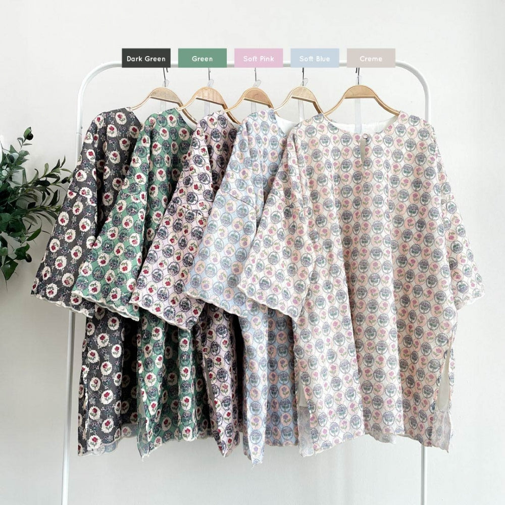 ABC Rosey Embroidery Tunic Top