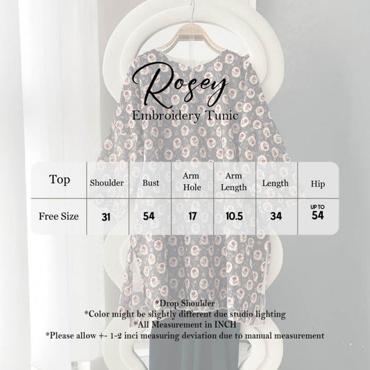 ABC Rosey Embroidery Tunic Top
