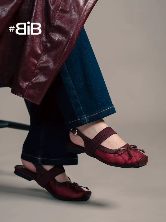 H2U Brynn Ribbon Slingback Flats