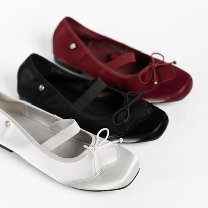 H2U Riley Ribbon Satin Flats