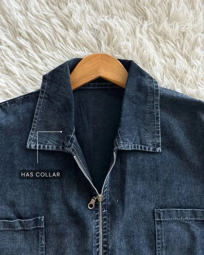 HW [TOP ONLY] Margo Oversize Zip Up Denim Jacket