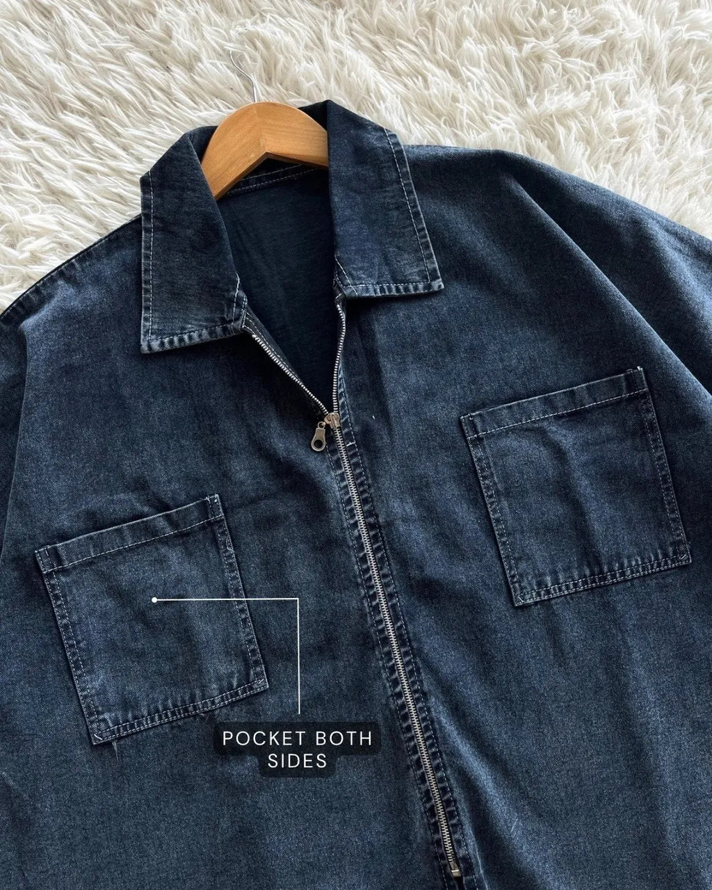 HW [TOP ONLY] Margo Oversize Zip Up Denim Jacket