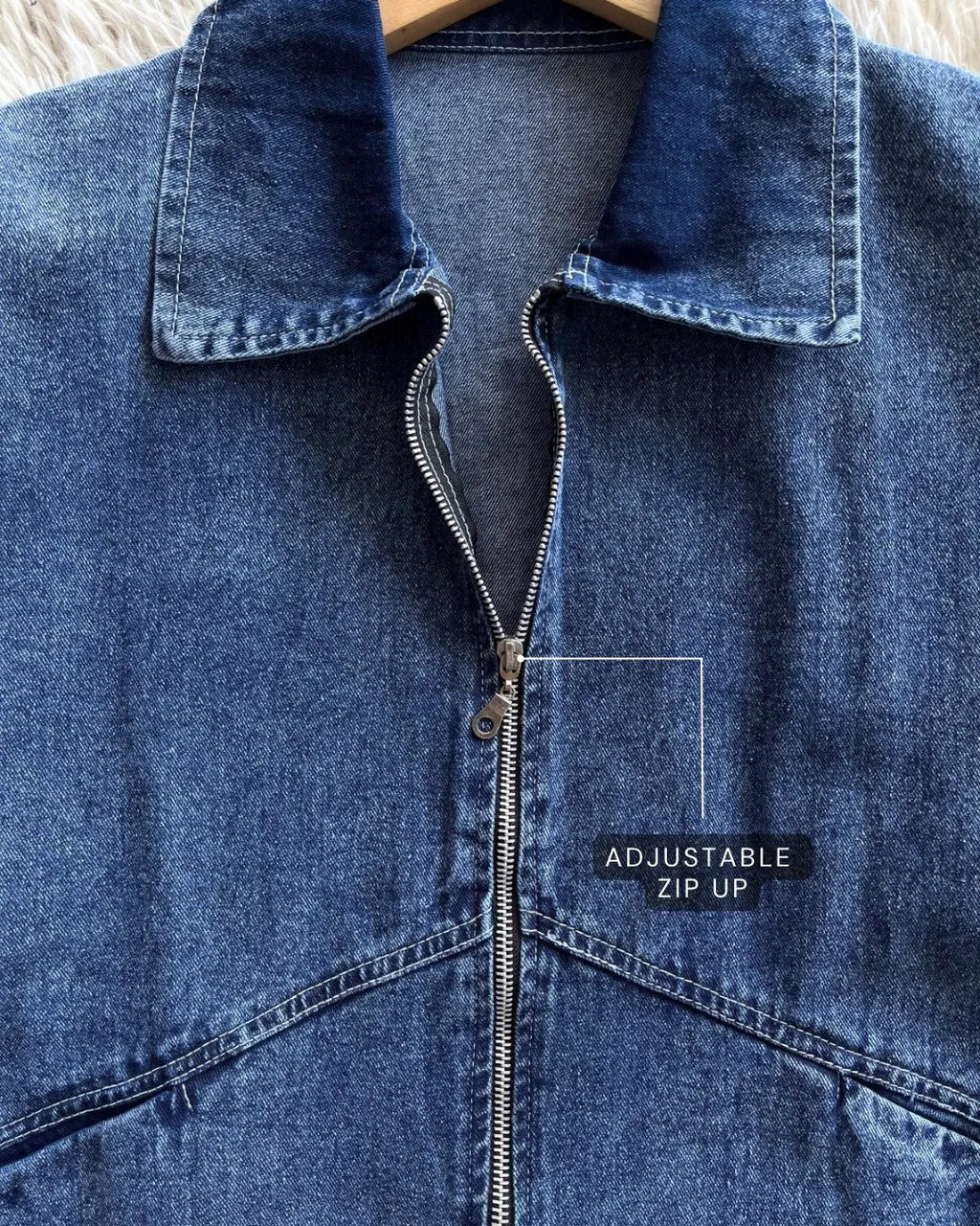HW [TOP ONLY] Margo Oversize Zip Up Denim Jacket