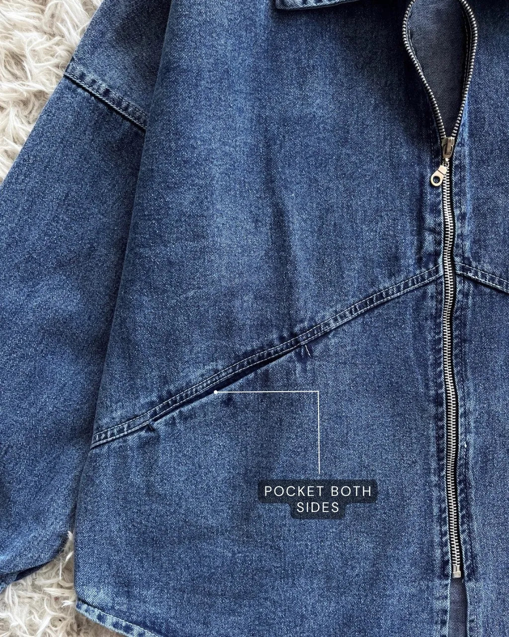 HW [TOP ONLY] Margo Oversize Zip Up Denim Jacket