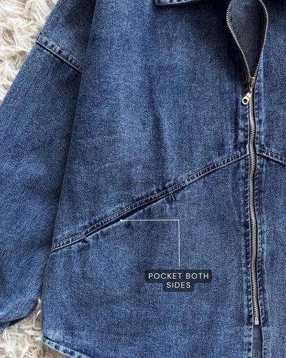 HW [TOP ONLY] Margo Oversize Zip Up Denim Jacket