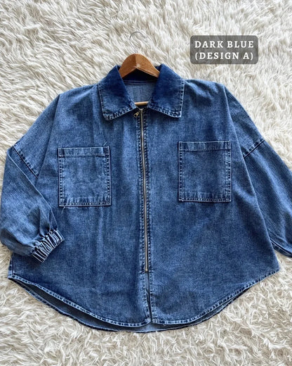 HW [TOP ONLY] Margo Oversize Zip Up Denim Jacket