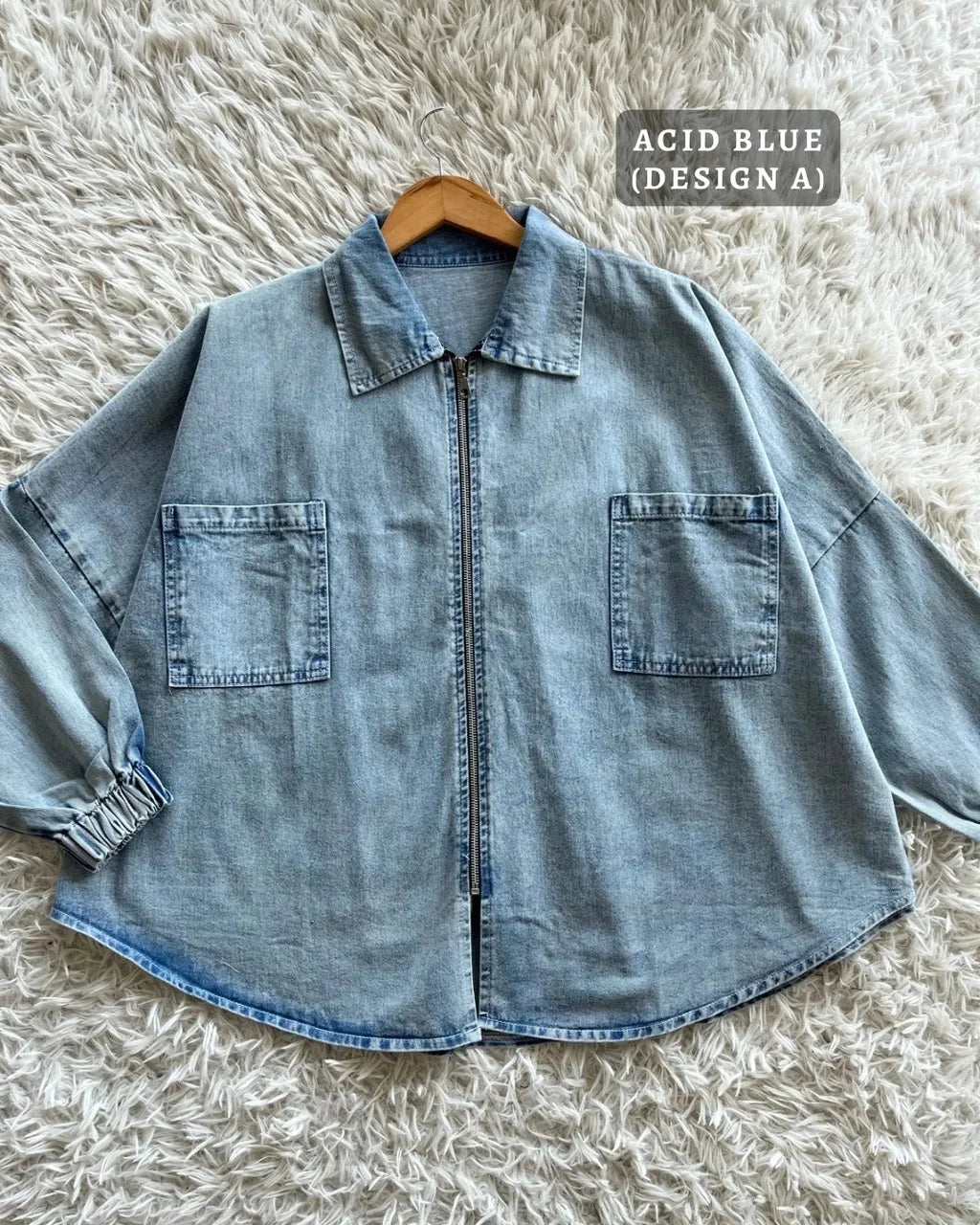 HW [TOP ONLY] Margo Oversize Zip Up Denim Jacket