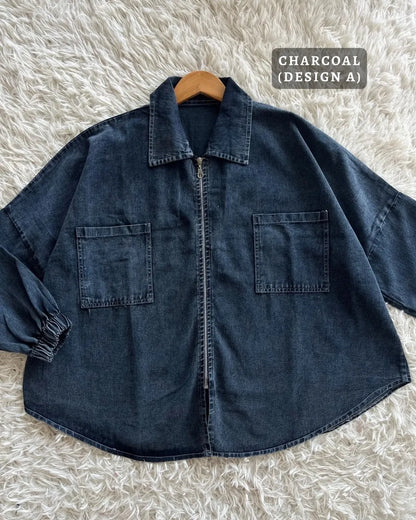 HW [TOP ONLY] Margo Oversize Zip Up Denim Jacket