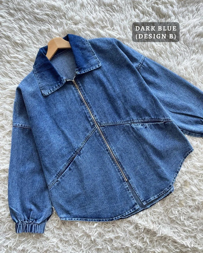 HW [TOP ONLY] Margo Oversize Zip Up Denim Jacket