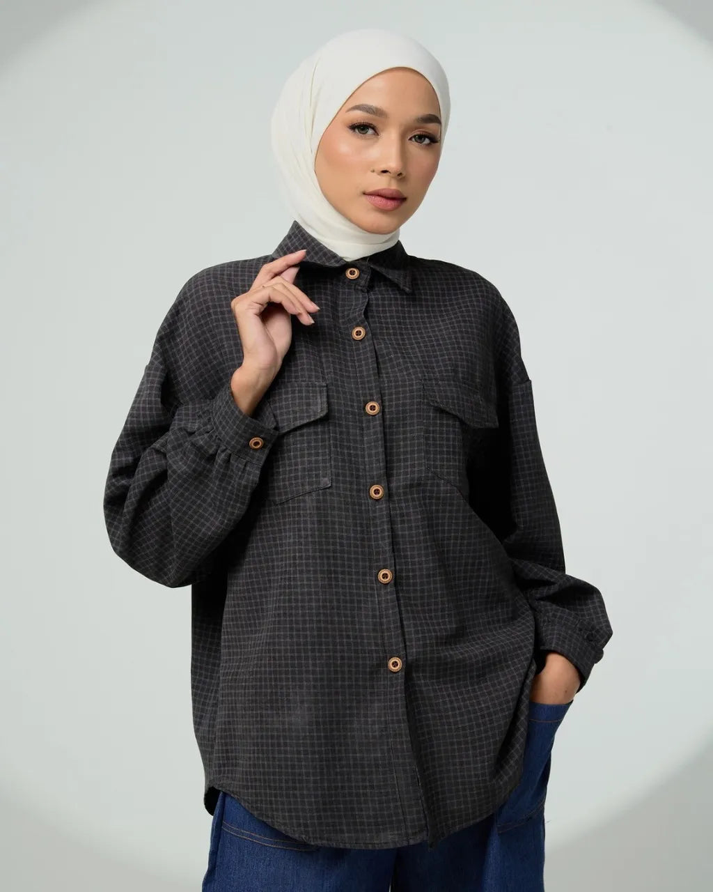 HW [TOP ONLY] Sabine Checkered Cotton Blouse