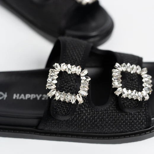 H2U Chestee Jute Rhinestone Sandals