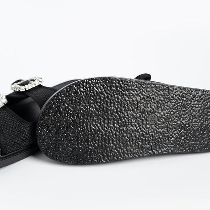 H2U Chestee Jute Rhinestone Sandals