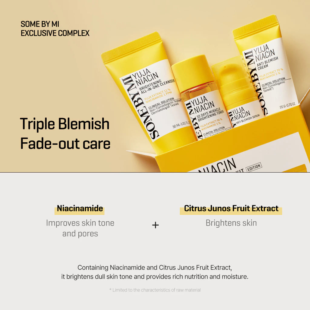 SBM Yuja Niacin 30 Days Brightening Starter Kit (Cleanser30ml/Toner30ml/Serum10ml/ Cream20g)