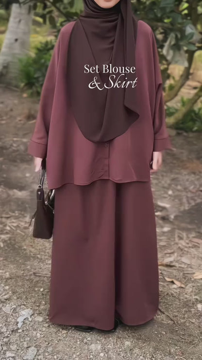 YM Helena Set (Blouse & Skirt) - Free Size