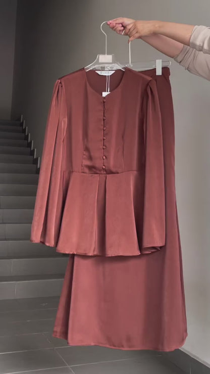 YM Jenna/Susie Satin Kurung Set (Blouse & Skirt) - Free Size / Plus Size