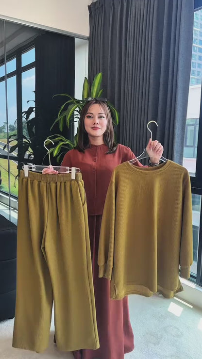 YM Sweatshirt Set (Blouse & Pants) - Free Size / Plus Size