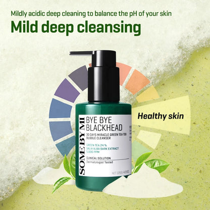 SBM [Bundle of 2] Bye Bye Blackhead 30 Days Miracle Green Tea Tox Bubble Cleanser 120g+120g / Pore Care