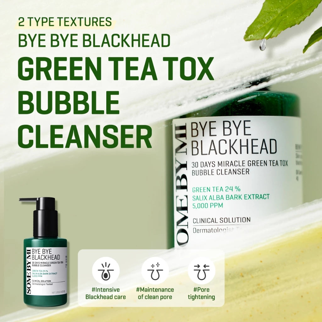SBM [Bundle of 2] Bye Bye Blackhead 30 Days Miracle Green Tea Tox Bubble Cleanser 120g+120g / Pore Care