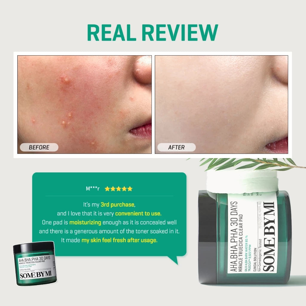SBM [Bundle of 2] AHA-BHA-PHA 30days Truecica Clear Pad (Toner) 70ea (125ml)