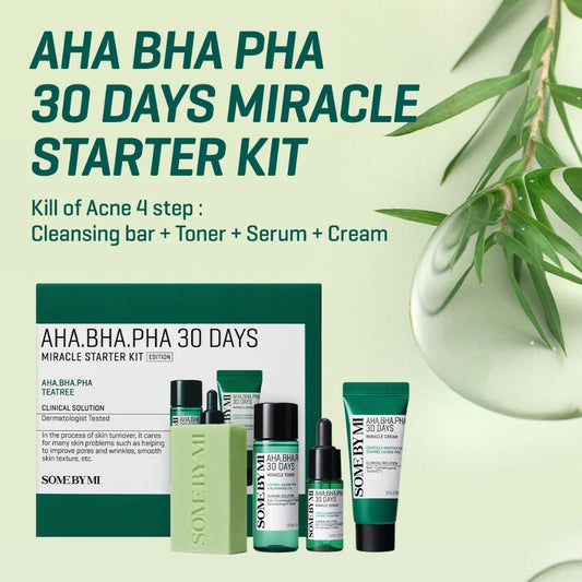 SBM AHA-BHA-PHA 30 Days Miracle Starter Kit (Toner/Serum/Cream/Cleansing Bar)
