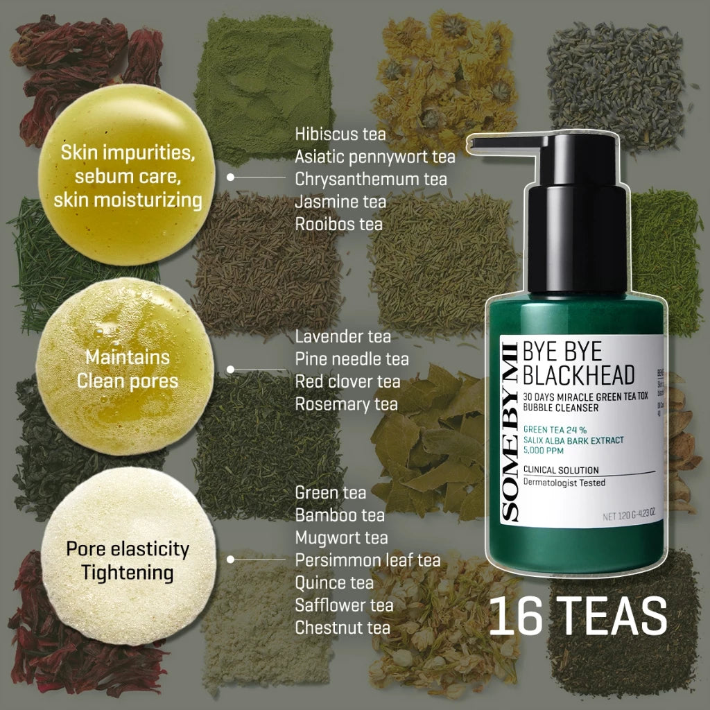 SBM [Bundle of 2] Bye Bye Blackhead 30 Days Miracle Green Tea Tox Bubble Cleanser 120g+120g / Pore Care