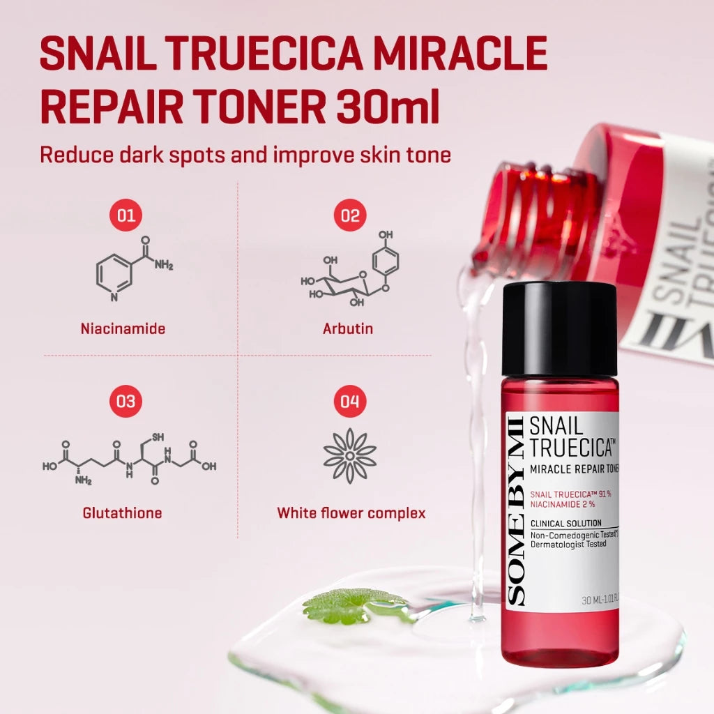 SBM Snail Truecica Miracle Repair Starter Kit (Toner/Serum/Cream/Gel Cleanser)