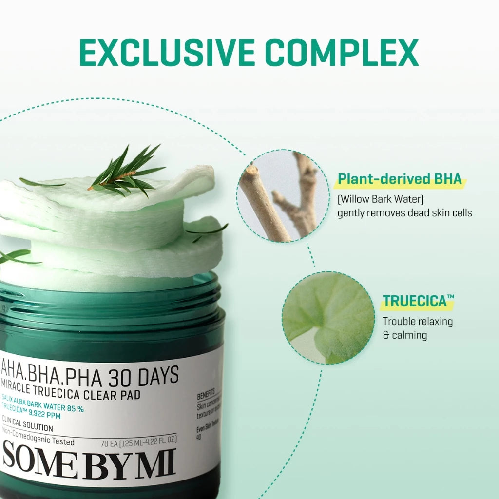 SBM [Bundle of 2] AHA-BHA-PHA 30days Truecica Clear Pad (Toner) 70ea (125ml)