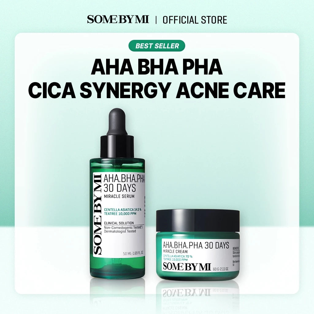 SBM AHA BHA PHA Cica Synergy Acne Care Set (Miracle Serum + Miracle Cream)