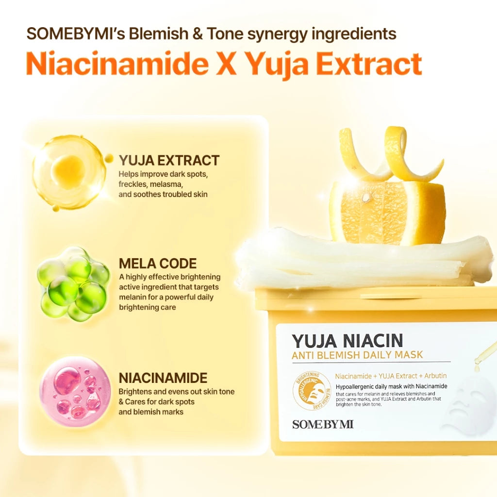 SBM Yuja Niacin Daily Care Set (Anti-Blemish Daily Mask 30 sheets + Yuja Serum 50ml)